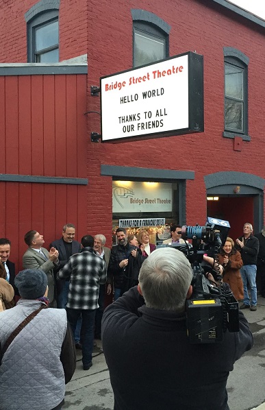 The crowd for the unveiling of the marquee